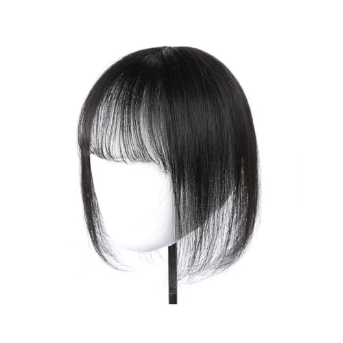 Clip in Pony Echthaar mit Pony for Frauen, Fransen-Clip-in-Pony-Haarteile for dünner werdendes Haar, dicke Haarteile, die zusätzliche Haarverlängerungen hinzufügen Pony Haare(Schwarz) von SDA287MZ