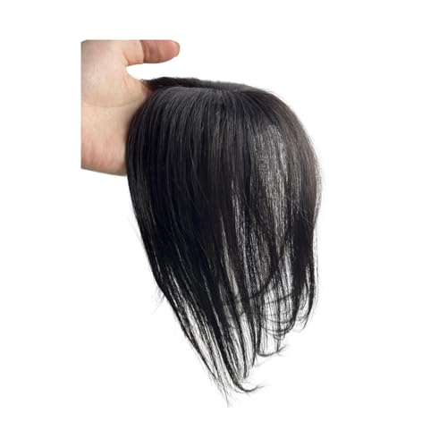 Clip in Pony Natürliche Echthaar-Pony-Seitenfransen for Frauen, 3D-Mittelteil, falscher Pony, Clip-in-Erweiterungen, unsichtbare Haarteile Pony Haare(Natural Black) von SDA287MZ
