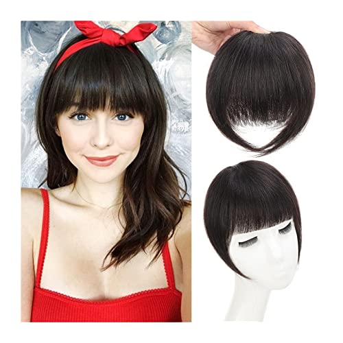 Clip in Pony Pony-Haar for Frauen, synthetischer französischer Pony mit Schläfen, Clip-in-Haarverlängerungen, dicker natürlicher voller Pony, gerade Fransen-Haarteile for den täglichen Gebrauch Pony H von SDA287MZ