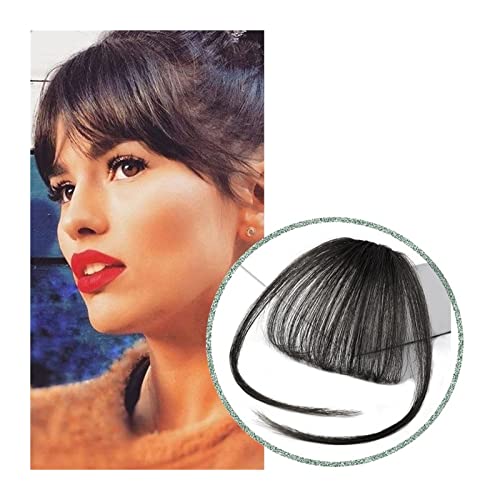 Clip in Pony Pony Haarspange In Air Bangs Dünne Gefälschte Fransen Natürliche Gerade Synthetische Ordentliche Haar Bang Zubehör for Mädchen Unsichtbare Natürliche 4 Farben Pony Haare(2 with earlock) von SDA287MZ
