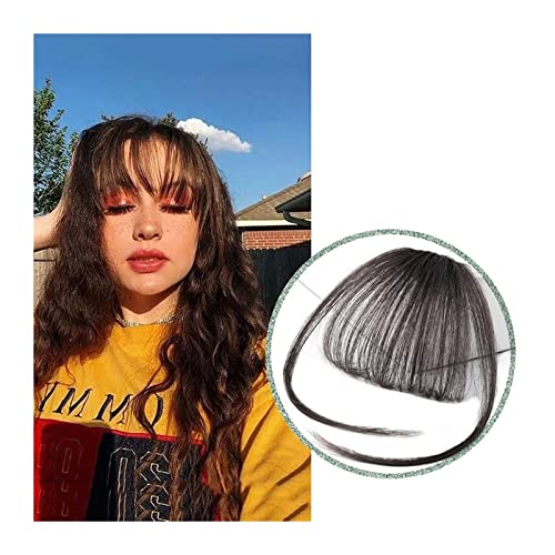 Clip in Pony Pony Haarspange In Air Bangs Dünne Gefälschte Fransen Natürliche Gerade Synthetische Ordentliche Haar Bang Zubehör for Mädchen Unsichtbare Natürliche 4 Farben Pony Haare(4 with earlock) von SDA287MZ