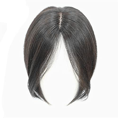 Clip in Pony Pony-Haarspange aus Echthaar, Pony-Mittelteil, indisches Fransen-Haarteil, glattes Naturhaar, Kronenaufsatz, Clip-in-Top-Haarteil for Frauen mit dünner werdendem Haar Pony Haare(Natural B von SDA287MZ