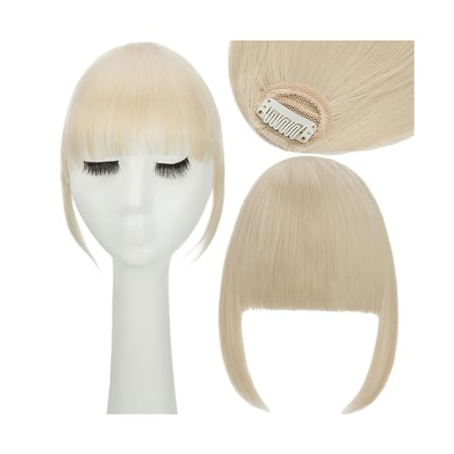 Clip in Pony Synthetische Fake Blunt Air Bangs Clip-in-Haarverlängerungen Clip-in-Französischer Pony Gerade Fransen Falsches Haarteil for Frauen Pony Haare(613C) von SDA287MZ