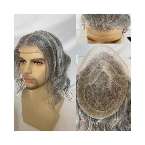 Herren-Perücke 12" langes Echthaar Herren Haarteil Lace Front Toupet Mono Lace PU Basis Ersatzsysteme Toupet für Männer von SDA287MZ