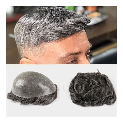 Herren-Perücke Herren-Toupet-Haarteile, indisches Menschenhaar-Ersatzsystem, dünne Hautinjektion, PU, ​​alle Poly-Herren-Toupet, männliche Kapillarprothese, Haareinheit Toupet für Männer(6x8) von SDA287MZ