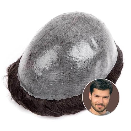 Herren-Perücke Indisches Menschenhaar Männliche Kapillarprothese Injektion Vollhaut Haarsystem Keine Knoten Herren Toupet Toupet für Männer(Color 1-Jet Black,7x9) von SDA287MZ