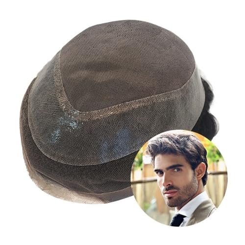 Herren-Perücke Lace Front Male Hair Prosthesis Breathable Mono Top with PU Skin Around Human Hair Systems Toupee Toupet für Männer(8x10) von SDA287MZ
