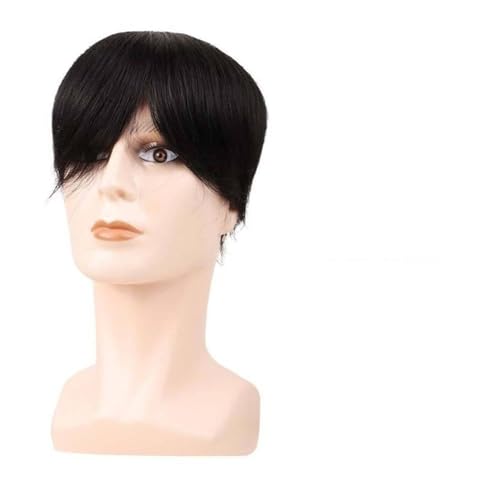 Herren-Perücke Mono- und PU-Haut männliche Haarprothese Seidenbasis Top Simulation Kopfkrone Echthaar Herren-Toupet Toupet für Männer(5x7 Inch-13x18cm) von SDA287MZ
