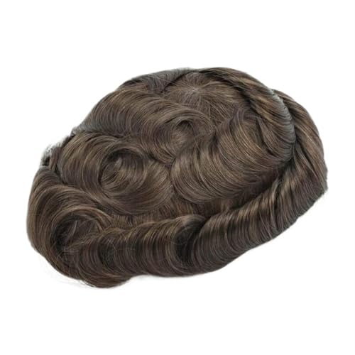 Herren-Perücke Natürlicher menschlicher Haaraufsatz mit grauem Haar, Toupet for Männer, Haarkapillarprothese for Männer, Schweizer Spitze, PU, ​​indische menschliche Haarperücken for Männer Toupet für von SDA287MZ