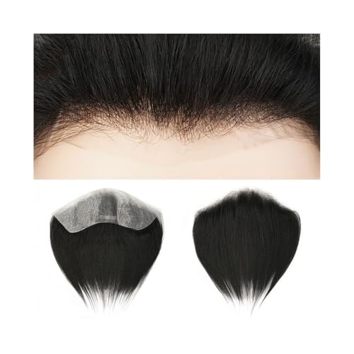 Herren-Perücke Stirn-Haaransatz-Toupet for Männer, natürlicher Haaransatz, menschliches Haar, frontal, PU-Haut, Herren-Haarteil Toupet für Männer(#1A,1x6 inches) von SDA287MZ
