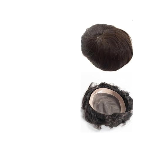 Herren-Perücke Toupet for Männer, Echthaar-Ersatzsystem, natürlicher Haaransatz, feines Mono mit NPU-Haarprothese, männliche Perücken Toupet für Männer(#220,6x8) von SDA287MZ