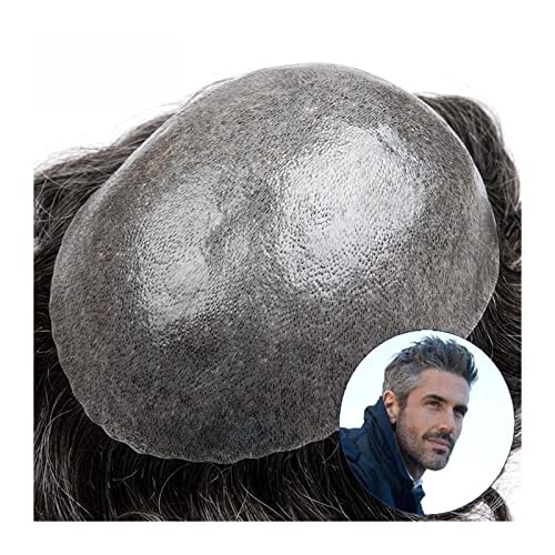 Herren-Perücke Toupet for Männer, Haarersatzsystem, 0,12 mm, Vollhaut-Toupet, Männer-Haarteil, langlebige PU-Perücke, Haarteil-Einheit for Männer, #1B40 Naturschwarz + 40% Grau Toupet für Männer(30mm von SDA287MZ