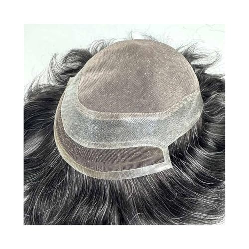 Herren-Perücke Toupet for Männer Schweizer Lace Front Echthaarsysteme Mono Top PU um die Basis Männliche Haarprothese Toupet für Männer von SDA287MZ