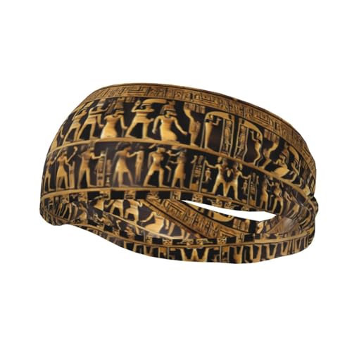 Ägypten Hieroglyphen Stirnband Haar Schweiß Stirnband Kopf Wrap Haar Rutschfest Dehnbar Waschbar Make-up Stirnband von SDEGTHO