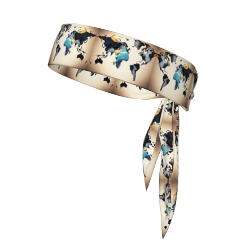 Abstrakte Weltkarte, weich und atmungsaktiv, leicht, Kopftuch, doppelseitig, Sport-Kopftuch von SDEGTHO