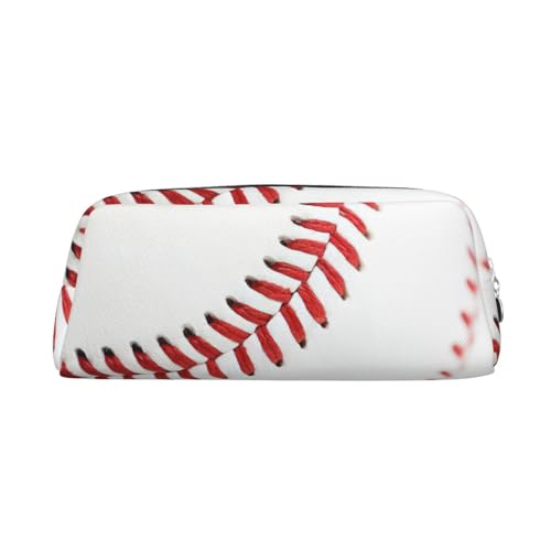 Baseball-Spitzen-Nahaufnahme, Druck-Schule, Leder, Reißverschluss, Füllfederhalter, Tintenroller, Etui, Halter für Schüler, silber, Einheitsgröße, Kosmetiktasche von SDEGTHO
