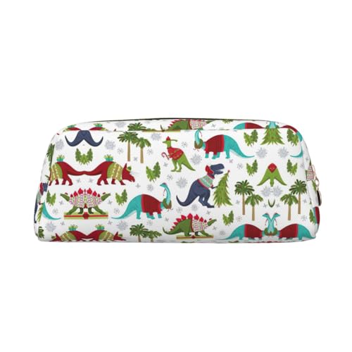 Bunte Dinosaurier-Druck-Schule, Leder, mit Reißverschluss, für Füllfederhalter, Tintenroller, Etui für Schüler, gold, Einheitsgröße, Kosmetiktasche von SDEGTHO