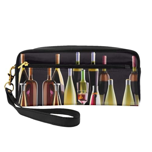 Cocktail-Gläser und Flaschen, Make-up-Tasche für Damen, Reise-Make-up-Tasche für Geldbörse, tragbare Kulturbeutel, Zubehör-Organizer, Schwarz , Einheitsgröße, Kosmetiktasche von SDEGTHO