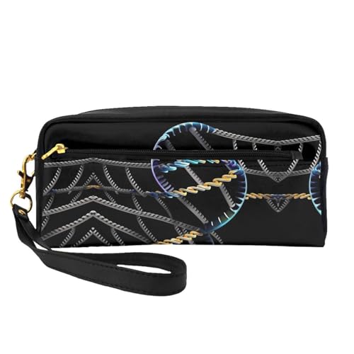 DNA-Make-up-Tasche mit Kette für Damen, Reise-Make-up-Tasche für Geldbörse, tragbar, Kulturbeutel, Zubehör-Organizer, Schwarz , Einheitsgröße, Kosmetiktasche von SDEGTHO