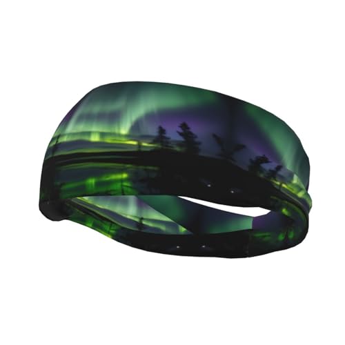 Dark Northern Lights Stirnband Haar Schweiß Stirnband Kopf Wrap Haar Rutschfest Dehnbar Waschbar Make-up Stirnband von SDEGTHO