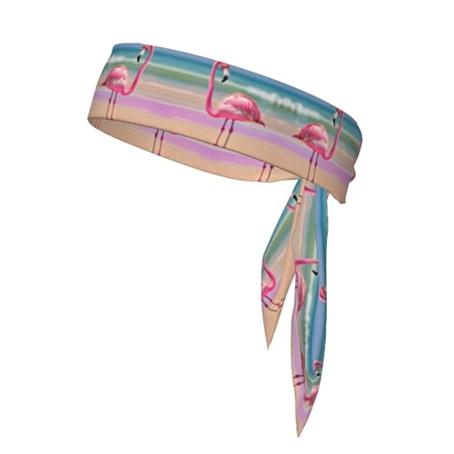 Ein Flamingo am Strand, weiches und atmungsaktives leichtes Kopftuch, doppelseitig, Sport-Kopftuch von SDEGTHO