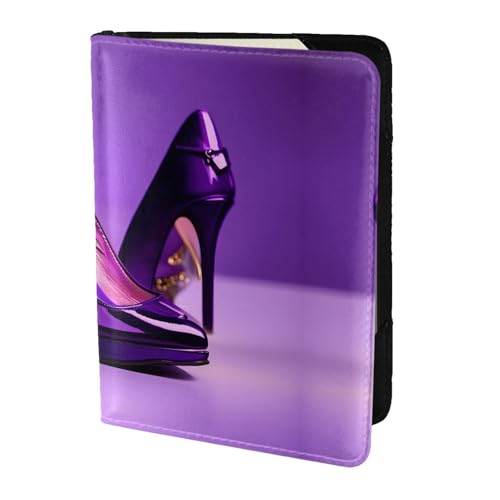 Elegante Reisepasshülle mit Lippenstift-Druck, Reisepasshülle für Reisen, Reisezubehör, für Damen und Herren, Violett, Schwarz, One Size von SDEGTHO