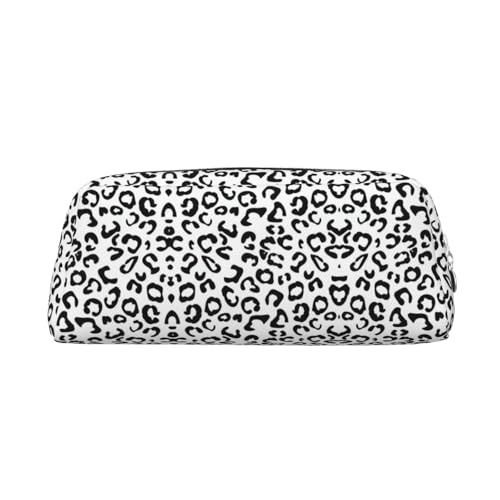 Federmäppchen für Schüler, Leder, mit Reißverschluss, Leopardenmuster, Schwarz, silber, Einheitsgröße, Kosmetiktasche von SDEGTHO
