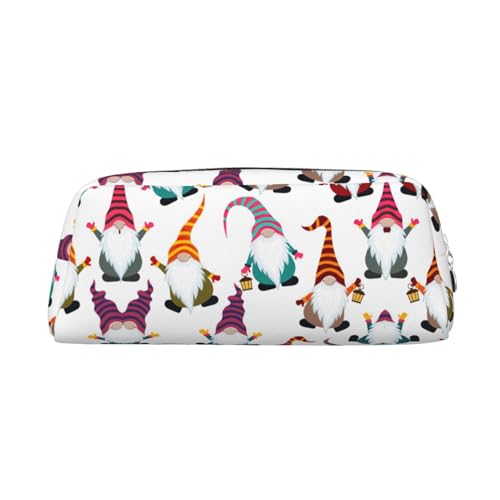 Federmäppchen für Schüler mit lustigem Zwergenmotiv, Leder, mit Reißverschluss, für Füllfederhalter, silber, Einheitsgröße, Kosmetiktasche von SDEGTHO