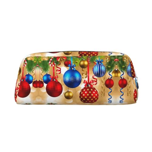 Federmäppchen mit Aufschrift "Merry Christmas", aus Leder, mit Reißverschluss, für Schüler, silber, Einheitsgröße, Kosmetiktasche von SDEGTHO