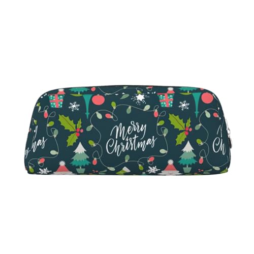 Federmäppchen mit Aufschrift "Merry Christmas", aus Leder, mit Reißverschluss, für Schüler, silber, Einheitsgröße, Kosmetiktasche von SDEGTHO