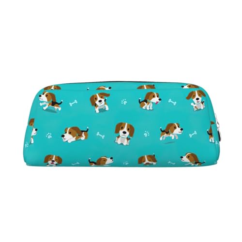 Federmäppchen mit Cartoon-Beagle-Motiv, Leder, Reißverschluss, für Schüler, silber, Einheitsgröße, Kosmetiktasche von SDEGTHO