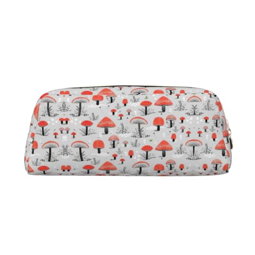 Federmäppchen mit Cartoon-Pilz-Druck, Leder, mit Reißverschluss, für Schüler, gold, Einheitsgröße, Kosmetiktasche von SDEGTHO