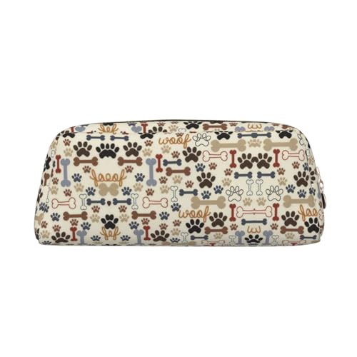 Federmäppchen mit Hundeknochen, Pfotenabdruck, Leder, Reißverschluss, für Schüler, gold, Einheitsgröße, Kosmetiktasche von SDEGTHO