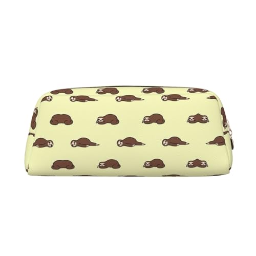 Federmäppchen mit Schlaffaultier-Motiv, Leder, Reißverschluss, für Schüler, gold, Einheitsgröße, Kosmetiktasche von SDEGTHO