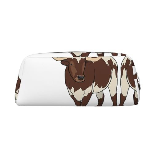 Federmäppchen mit Tierkuh-Druck, Leder, Reißverschluss, für Schüler, silber, Einheitsgröße, Kosmetiktasche von SDEGTHO