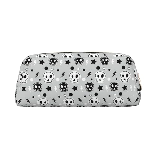 Federmäppchen mit Totenkopf- und Sternen-Motiv, Leder, mit Reißverschluss, für Schüler, gold, Einheitsgröße, Kosmetiktasche von SDEGTHO