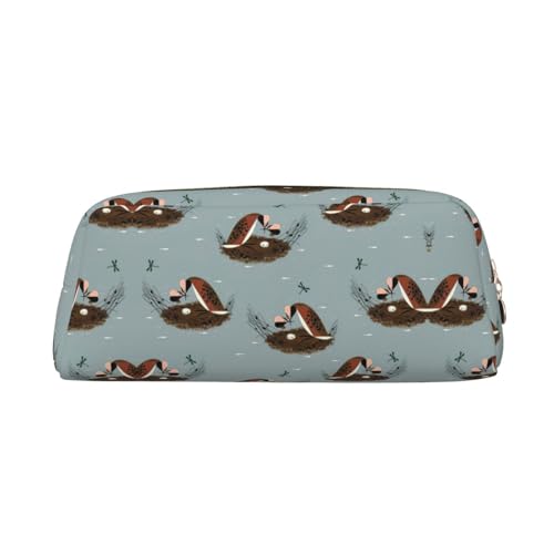 Federmäppchen mit Vogelmotiv und Libellenmuster, Leder, Reißverschluss, für Schüler, gold, Einheitsgröße, Kosmetiktasche von SDEGTHO