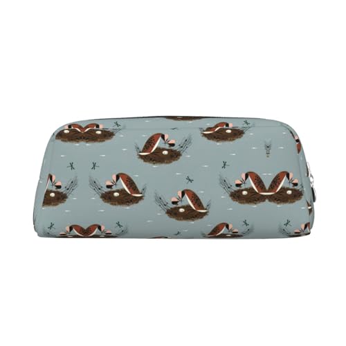 Federmäppchen mit Vogelmotiv und Libellenmuster, Leder, Reißverschluss, für Schüler, silber, Einheitsgröße, Kosmetiktasche von SDEGTHO