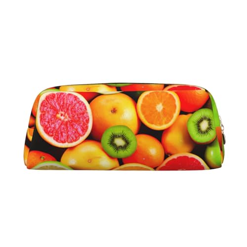 Federmäppchen mit frischem Obstdruck, Leder, mit Reißverschluss, für Schüler, gold, Einheitsgröße, Kosmetiktasche von SDEGTHO