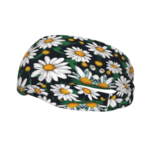 Haarband mit Blumen- und Gänseblümchen-Motiv, rutschfest, dehnbar, waschbar, Make-up-Stirnband von SDEGTHO