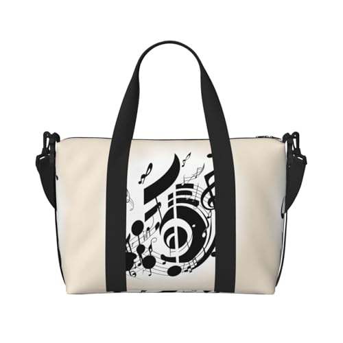 Kleine Reisetasche mit Musiknoten, faltbar, Wochenendtasche, Übernachtung, Fitnessstudio, Krankenhaus, für Damen und Herren, Schwarz, Einheitsgröße Kleine Reisetasche mit Musiknoten, faltbar, Wochenendtasche, Übernachtung, Fitnessstudio, Krankenhaus, für Damen und Herren, Schwarz, Einheitsgröße von SDEGTHO