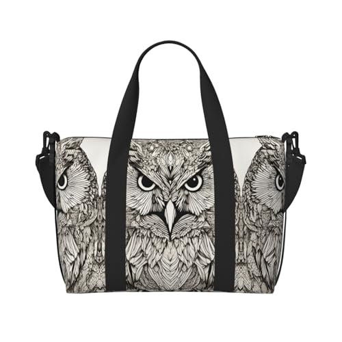 Kleine Seesack mit Eulen, Vögel, faltbar, Reisetasche, Wochenendtasche, Übernachtung, Fitnessstudio, Krankenhaus, für Damen und Herren, Schwarz, Einheitsgröße Kleine Seesack mit Eulen, Vögel, faltbar, Reisetasche, Wochenendtasche, Übernachtung, Fitnessstudio, Krankenhaus, für Damen und Herren, Schwarz, Einheitsgröße von SDEGTHO
