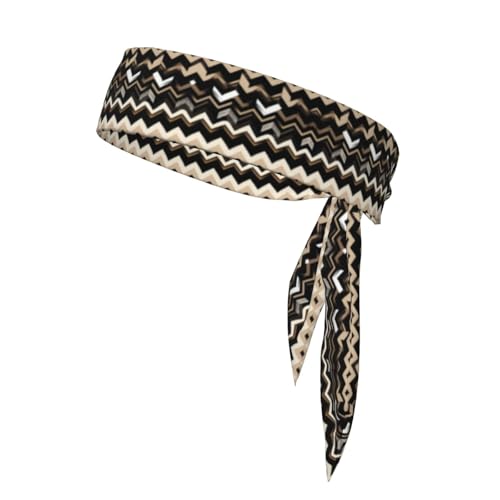 Kopftuch, Zickzack, weich und atmungsaktiv, leicht, doppelseitig, Sport-Kopfband, Schwarz / Weiß von SDEGTHO