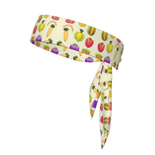 Kopftuch mit Cartoon-Gemüse, Obst, weich und atmungsaktiv, leicht, doppelseitig, Sport-Kopfband von SDEGTHO