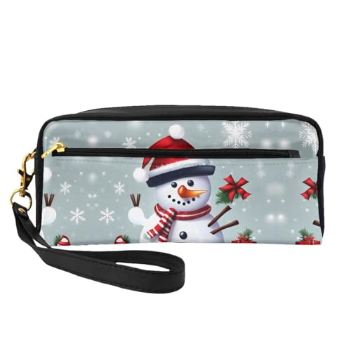 Make-up-Tasche für Damen, Motiv: Weihnachtsmann und Schneemann, tragbare Kosmetiktasche, Zubehör-Organizer, Schwarz , Einheitsgröße, Kosmetiktasche von SDEGTHO