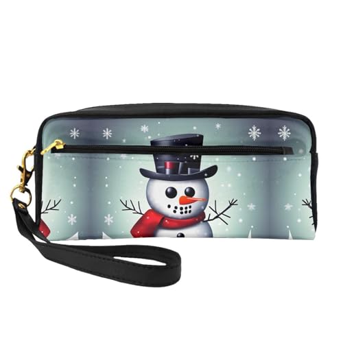 Make-up-Tasche mit Weihnachtsmotiv und Schneemann, für Damen, tragbar, Kulturbeutel, Zubehör-Organizer, Schwarz , Einheitsgröße, Kosmetiktasche von SDEGTHO