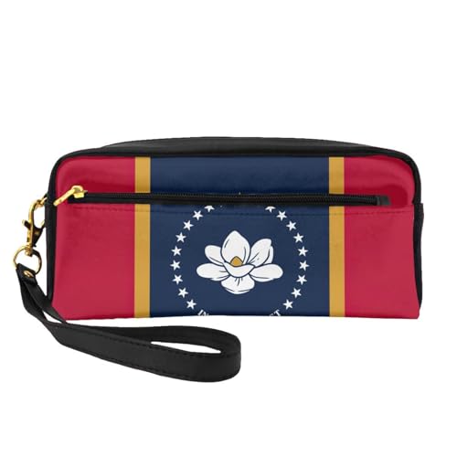 Mississippi Make-up-Tasche für Damen, mit Staatsflagge, tragbar, Kulturbeutel, Zubehör-Organizer, Schwarz , Einheitsgröße, Kosmetiktasche von SDEGTHO