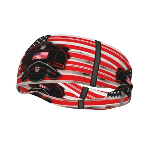 Red Line Feuerwehrmann USA-Flagge Stirnband Haar Schweiß Stirnband Kopf Wrap Haar Rutschfest Dehnbar Waschbar Make-up Stirnband von SDEGTHO