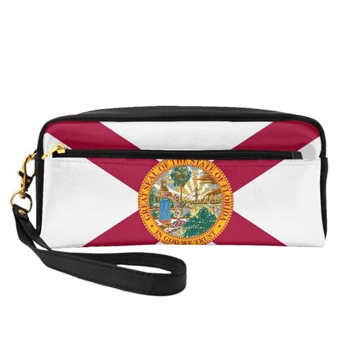 Reise-Make-up-Tasche für Damen, Motiv: Flagge von Florida, tragbar, Kulturbeutel, Zubehör-Organizer, Schwarz , Einheitsgröße, Kosmetiktasche von SDEGTHO