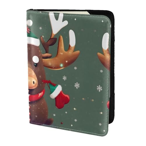 Reisepasshülle mit lustigem Elchkopf-Aufdruck für Reisen, ein Muss für Reisen, Reisezubehör für Damen und Herren, Schwarz , Einheitsgröße von SDEGTHO